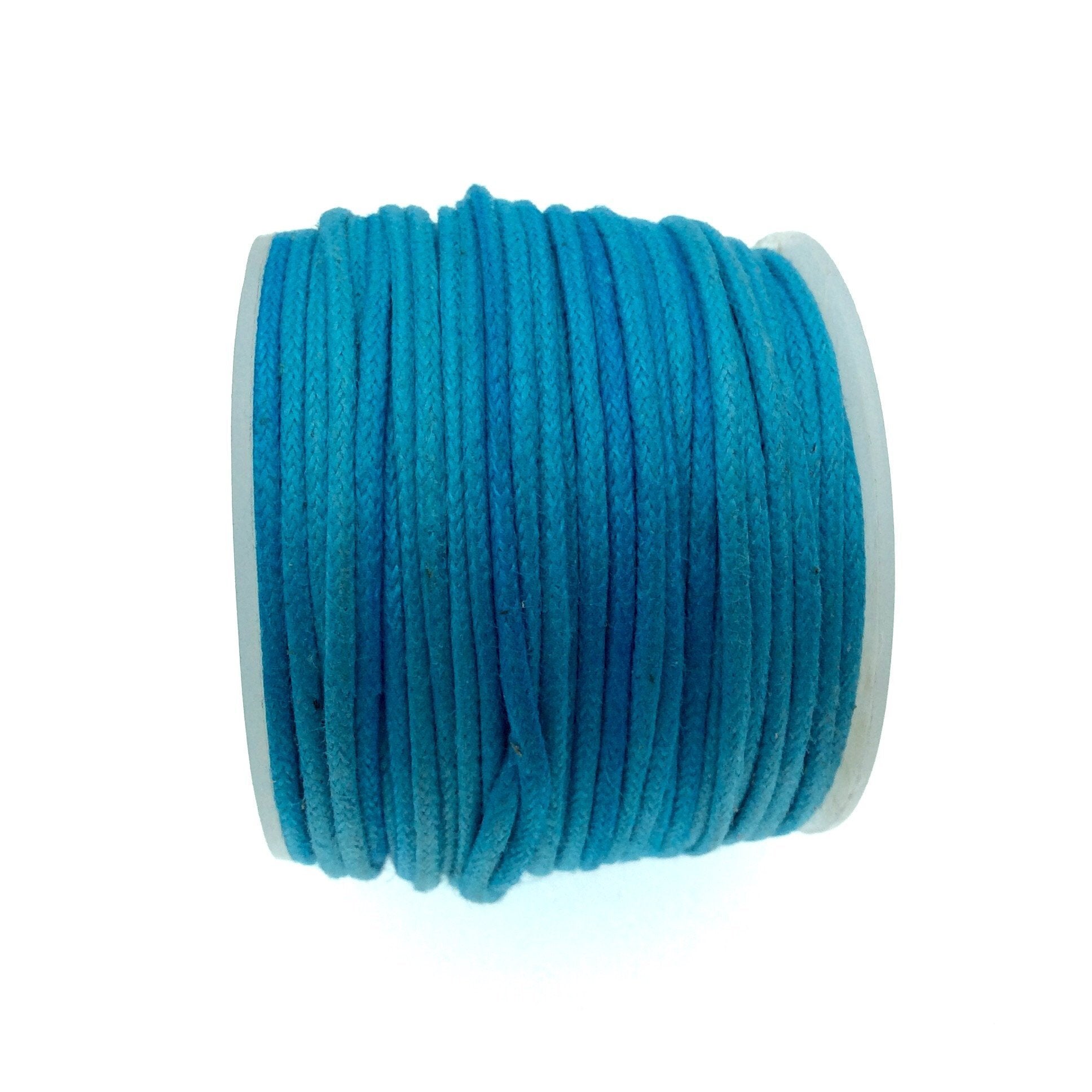 FULL SPOOL - Aqua Blue Beadlanta Waxed Cotton Cord - Measuring 1.5mm - 27 yards per spool - Round Cotton Jewelry Cord