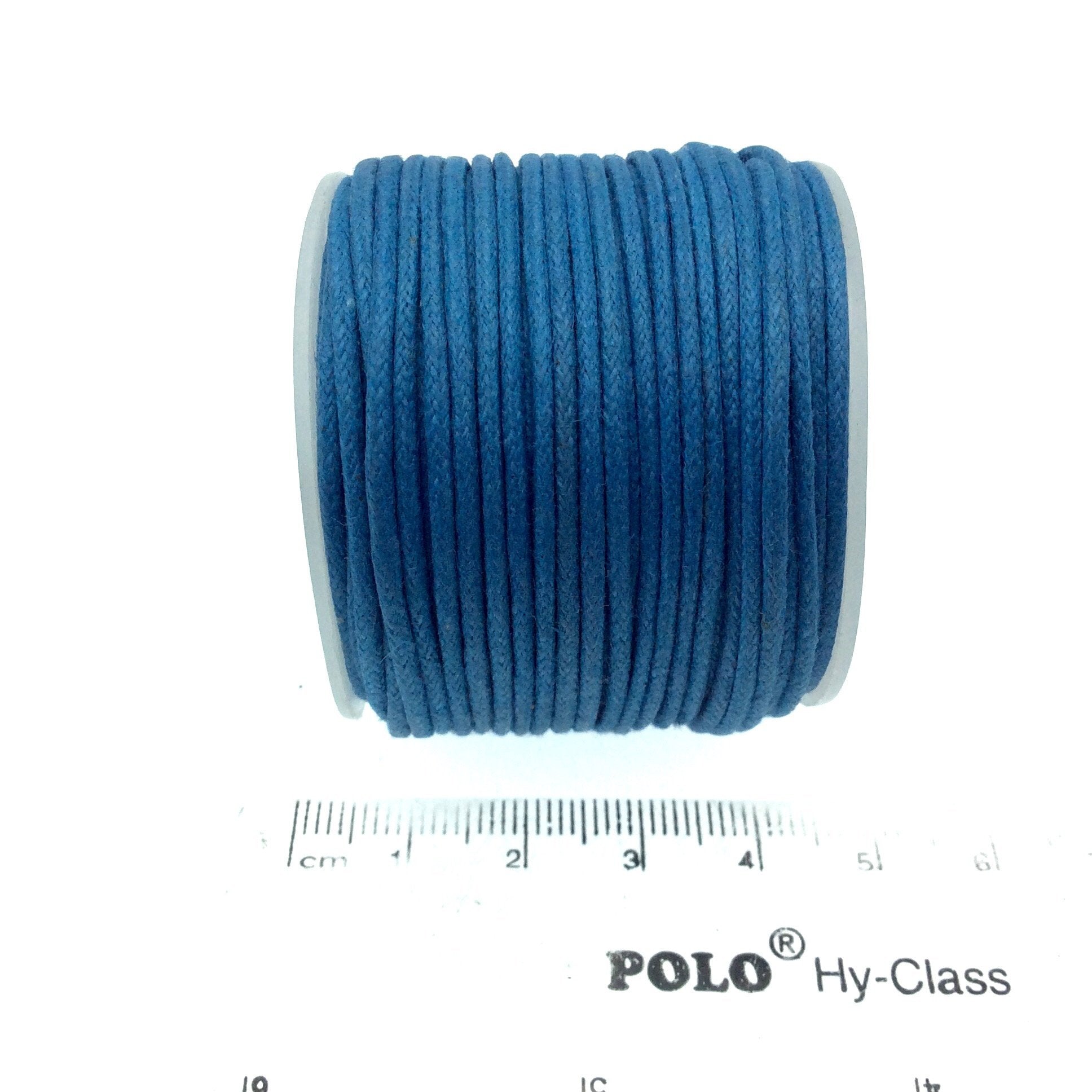 FULL SPOOL - Ocean Blue Beadlanta Waxed Cotton Cord - Measuring 1.5mm - 27 yards per spool - Round Cotton Jewelry Cord