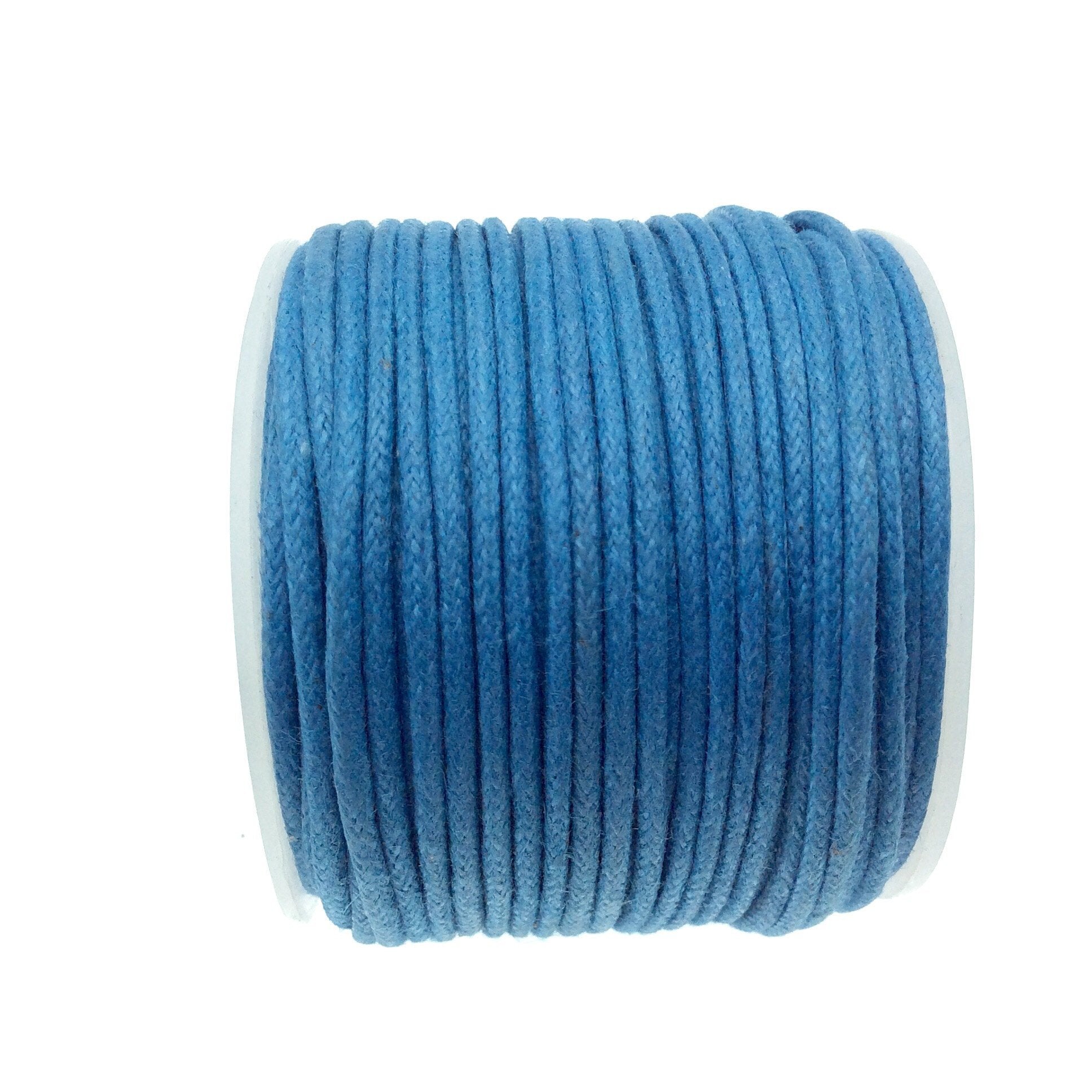 FULL SPOOL - Ocean Blue Beadlanta Waxed Cotton Cord - Measuring 1.5mm - 27 yards per spool - Round Cotton Jewelry Cord