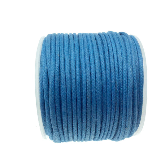 FULL SPOOL - Ocean Blue Beadlanta Waxed Cotton Cord - Measuring 1.5mm - 27 yards per spool - Round Cotton Jewelry Cord