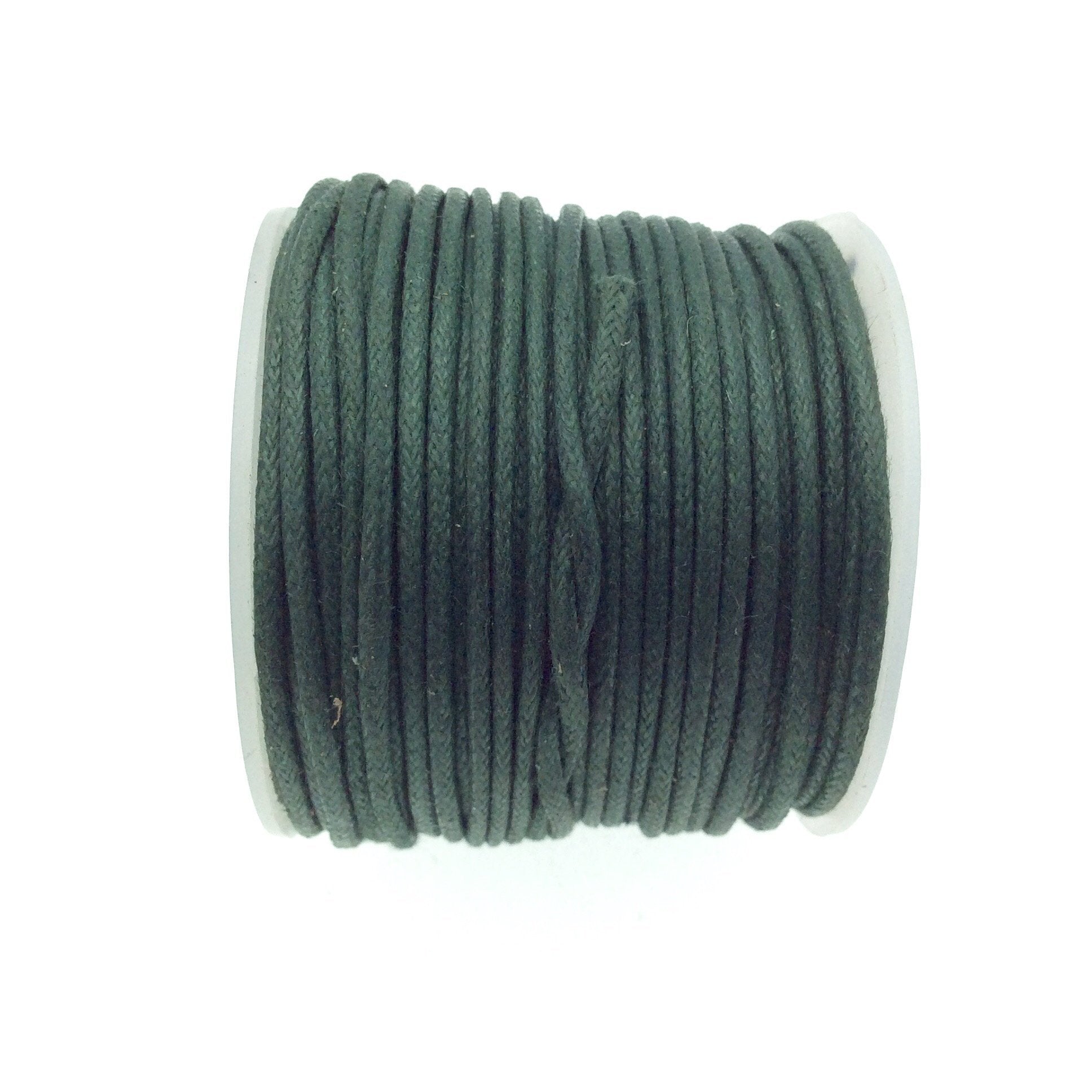 FULL SPOOL - Forest Green Beadlanta Waxed Cotton Cord - Measuring 1.5mm - 27 yards per spool - Round Cotton Jewelry Cord