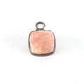 7-8mm Gunmetal Finish Faceted Rhodochrosite Cube/Square Shape Plated Copper Bezel Charm/Drop