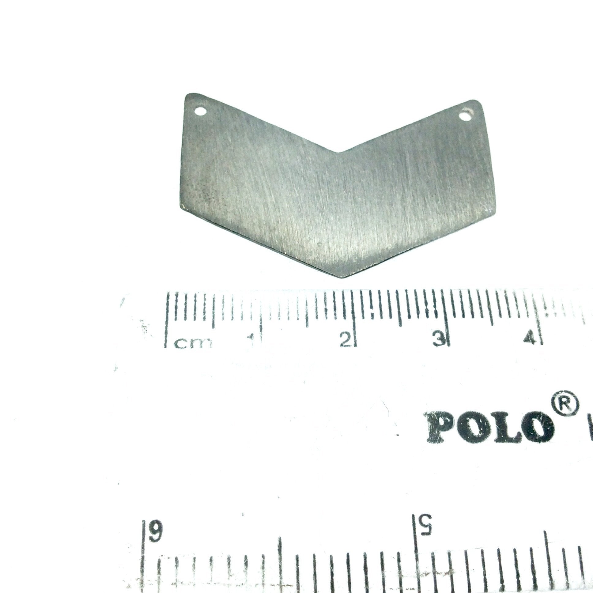 32mm x 22mm Gunmetal Brushed Finish Blank Chevron Shaped Plated Copper Components (Double Drilled) - Sold in Packs of 10 Pieces - (461-GD)