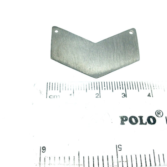 32mm x 22mm Gunmetal Brushed Finish Blank Chevron Shaped Plated Copper Components (Double Drilled) - Sold in Packs of 10 Pieces - (461-GD)
