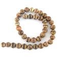 10mm Matte Striped Round Reddish Brown/Gray Colored Tibetan Agate Beads - Semi-Precious Gemstone!