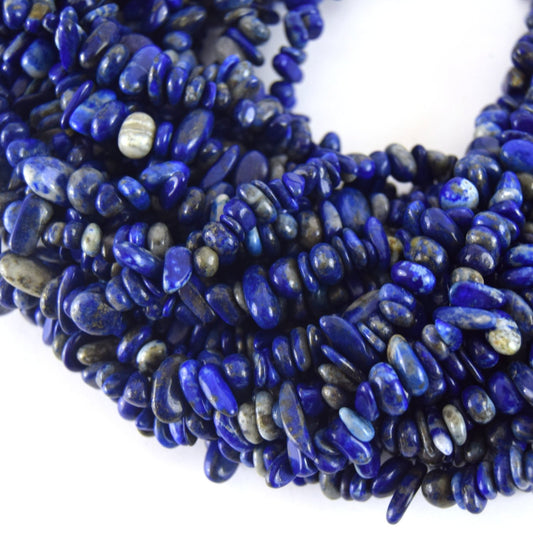 Natural Lapis Lazuli Smooth Nugget/Chip Beads with 1mm Holes - Sold by 34" DOUBLE Strands