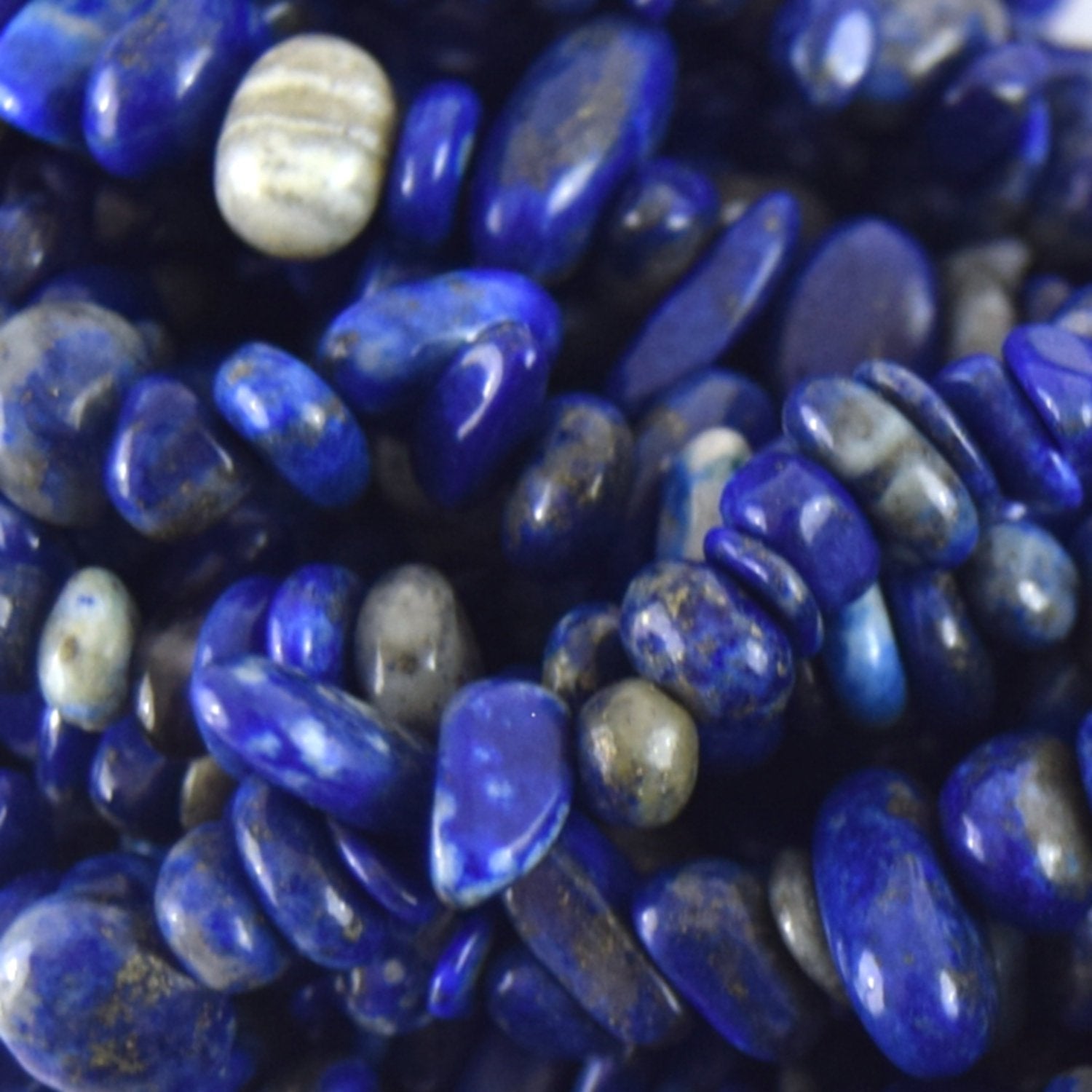 Natural Lapis Lazuli Smooth Nugget/Chip Beads with 1mm Holes - Sold by 34" DOUBLE Strands