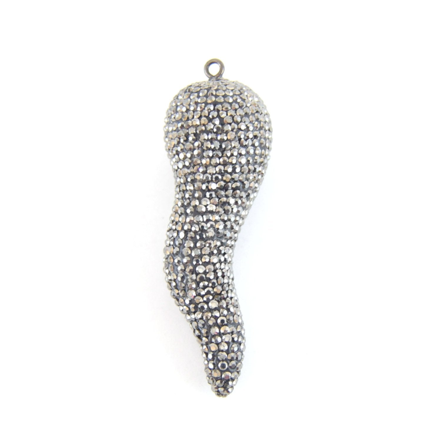 15mm x 52mm Pave Rhinestone Encrusted Gunmetal Pepper Shaped Pendant