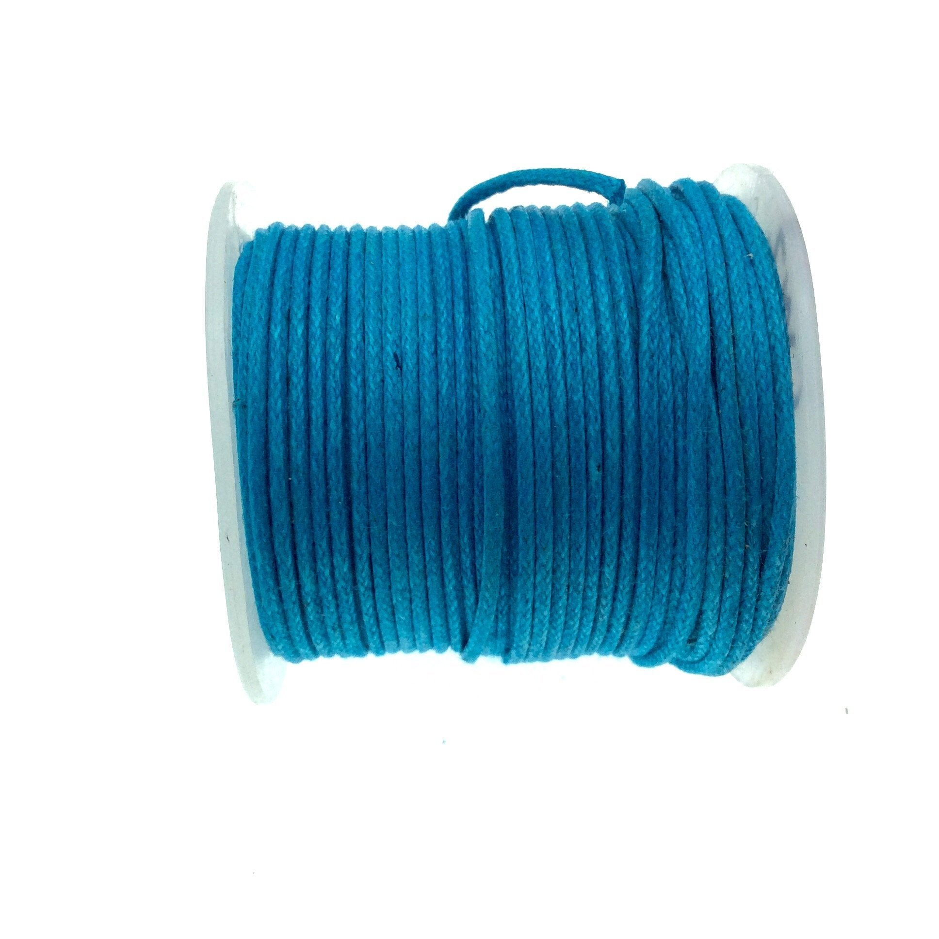 FULL SPOOL - Aqua Blue Beadlanta Waxed Cotton Cord - Measuring .5mm - 27 yards per spool - Round Cotton Jewelry Cord
