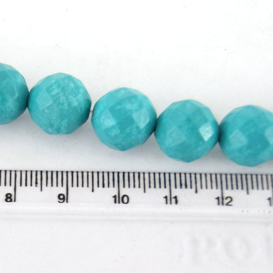 12mm Faceted Reconstituted Turquoise Round Beads - Sold by 14.5" Strands (~ 30 Beads)