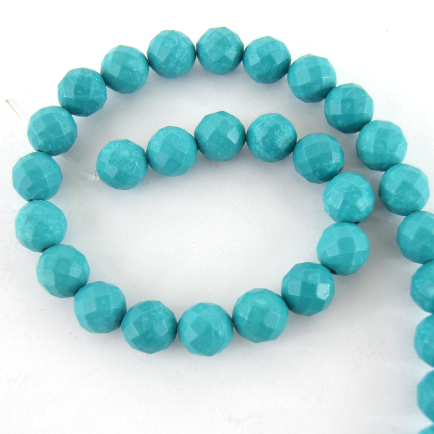 12mm Faceted Reconstituted Turquoise Round Beads - Sold by 14.5" Strands (~ 30 Beads)