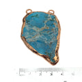 Chinese Turquoise Bezel | OOAK Rose Gold Electroplated Stabilized Freeform Shaped Two Loop Pendant "015" ~ 40mm x 60mm - Sold  As Pictured
