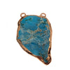 Chinese Turquoise Bezel | OOAK Rose Gold Electroplated Stabilized Freeform Shaped Two Loop Pendant "015" ~ 40mm x 60mm - Sold  As Pictured