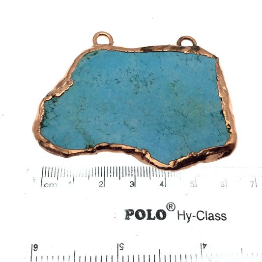 Chinese Turquoise Bezel | OOAK Rose Gold Electroplated Stabilized Freeform Shaped Two Loop Pendant "011" ~ 67mm x 47mm - Sold  As Pictured