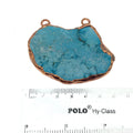 Chinese Turquoise Bezel | OOAK Rose Gold Electroplated Stabilized Freeform Shaped Two Loop Pendant "010" ~ 65mm x 50mm - Sold  As Pictured