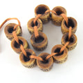 16mm x 18mm  Handcrafted Artistic Barrel Bone Beads - Medium Brown with Dotted Design