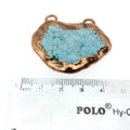 Chinese Turquoise Bezel | OOAK Rose Gold Electroplated Stabilized Freeform Shaped Two Loop Pendant "061" ~ 45mm x 33mm - Sold  As Pictured