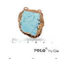 Chinese Turquoise Bezel | OOAK Rose Gold Electroplated Stabilized Freeform Shaped Two Loop Pendant "066" ~ 35mm x 47mm - Sold  As Pictured