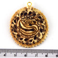 38mm x 40mm - Light Brown - Hand Carved Serpant - Round Shaped Natural OxBone Pendant