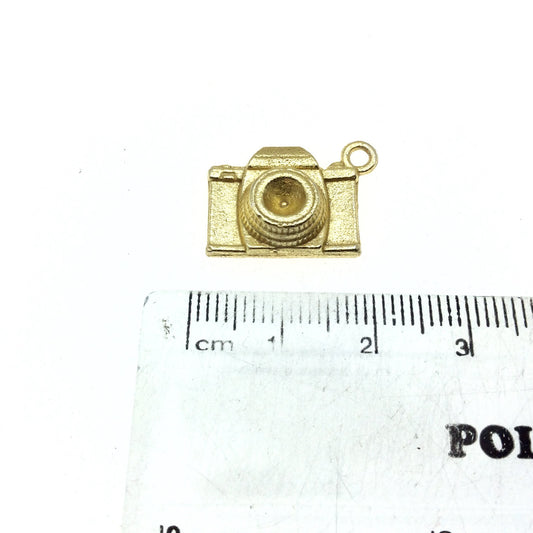 Gold Plated Copper Camera Pendant with One Ring- Measuring 13mm x 17mm - Sold Individually, Chosen at Random