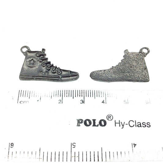 Gunmetal Plated Copper High-top Sneaker Pendant with One Ring- Measuring 17mm x 28mm - Sold Individually, Chosen at Random
