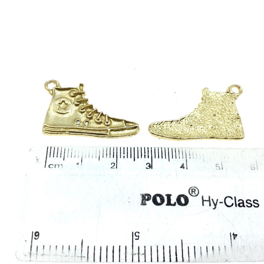Gold Plated Copper High-top Sneaker Pendant with One Ring- Measuring 17mm x 28mm - Sold Individually, Chosen at Random
