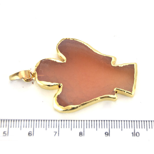 32mm x 42mm Gold Electroplated Red Mixed Agate Angel Shaped Pendant with Bail