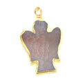32mm x 42mm Gold Electroplated Gray Mixed Agate Angel Shaped Pendant with Bail