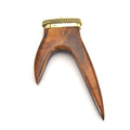 3.75" Long Warm Brown Flat Antler Tusk Shaped Natural Ox Bone Pendant with Dotted Gold Cap