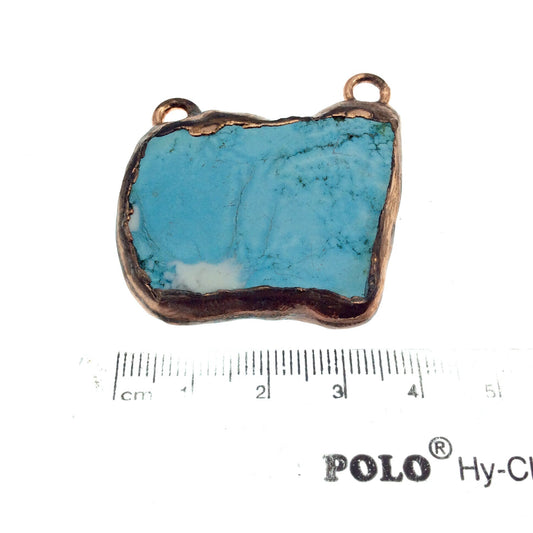 Chinese Turquoise Bezel | OOAK Rose Gold Electroplated Stabilized Freeform Shaped Two Loop Pendant "051" ~ 50mm x 40mm - Sold  As Pictured