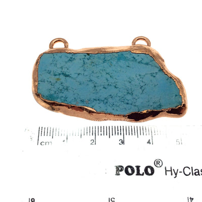Chinese Turquoise Bezel | OOAK Rose Gold Electroplated Stabilized Freeform Shaped Two Loop Pendant "049" ~ 55mm x 30mm - Sold  As Pictured
