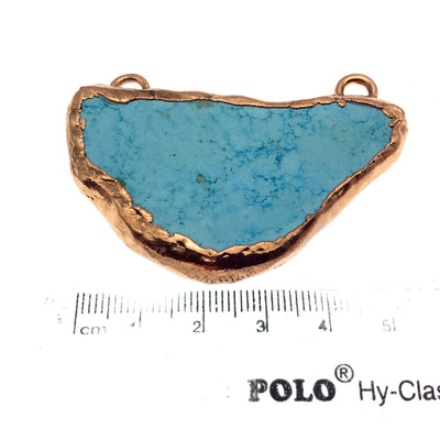 Chinese Turquoise Bezel | OOAK Rose Gold Electroplated Stabilized Freeform Shaped Two Loop Pendant "047" ~ 69mm x 33mm - Sold  As Pictured