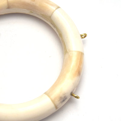 3.5" White/Off White Plain Thick Crescent Shaped Pendant with Two Gold Suspension Rings