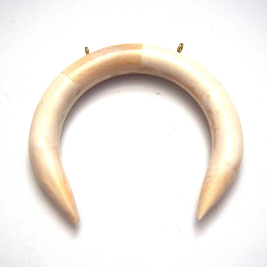 3.5" White/Off White Plain Thick Crescent Shaped Pendant with Two Gold Suspension Rings