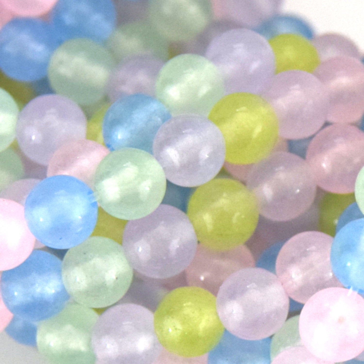 6mm Glossy Smooth Dyed Mixed Pastel Natural Jade Round/Ball Shape Beads - Sold by 14.5" Strands (~ 62 Beads) - Quality Gem