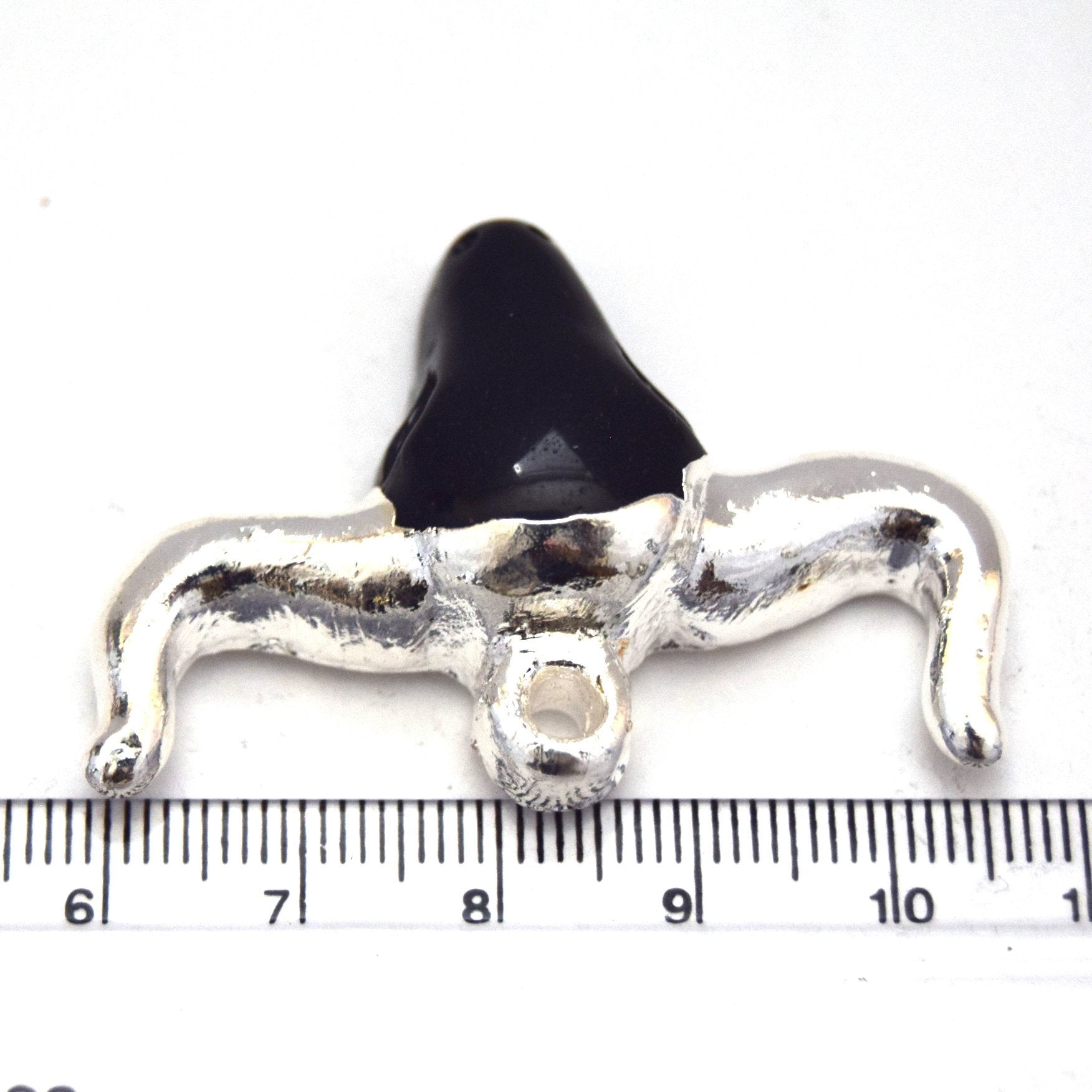 Silver Electroplated Black Acrylic Bull/Steer Skull Shaped Focal Pendants - 50mm x 32mm