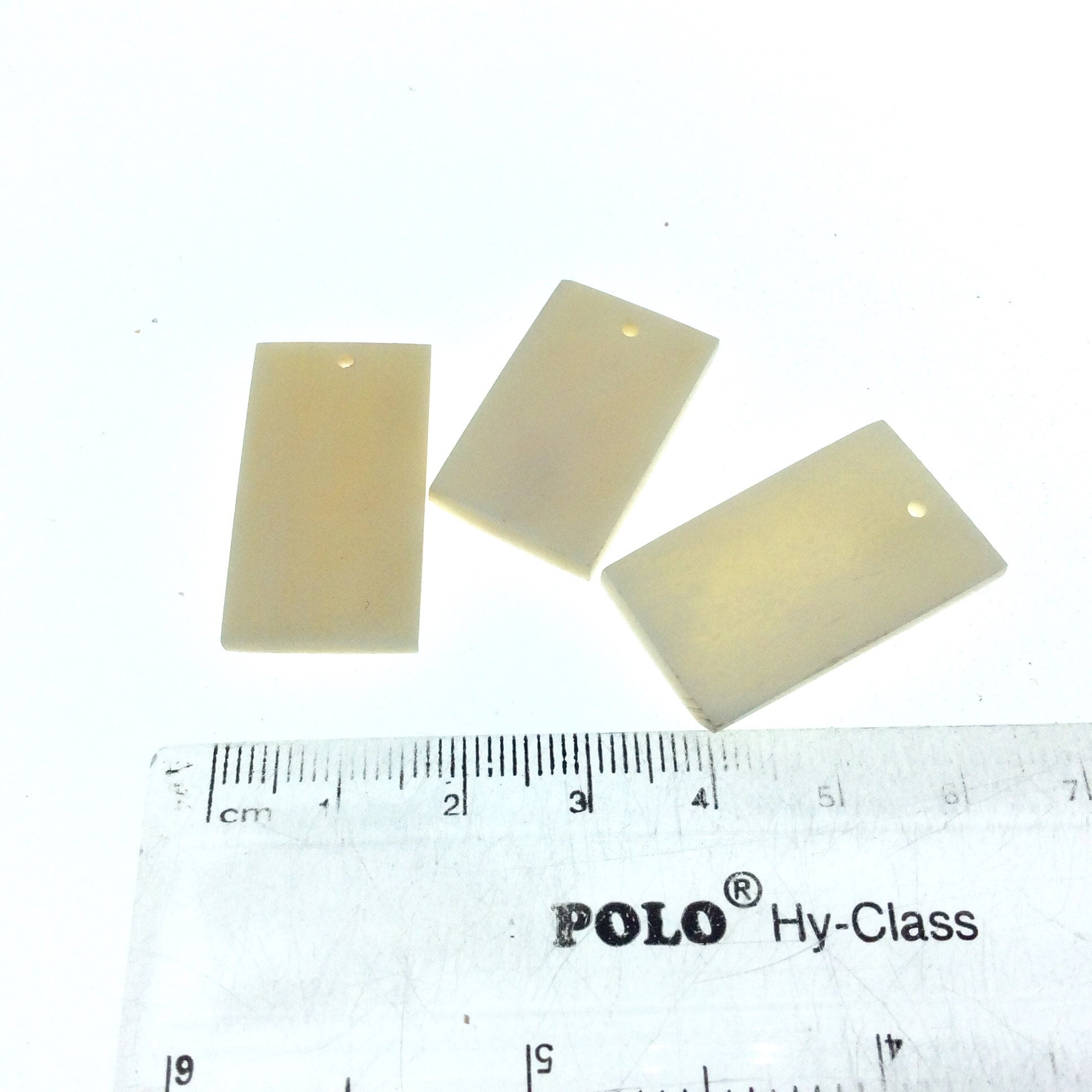 White/Off White Rectangle Shaped Lightweight Ox Bone Pendant Component (Single-Drilled)-17mm x 32mm - White & Brown Available