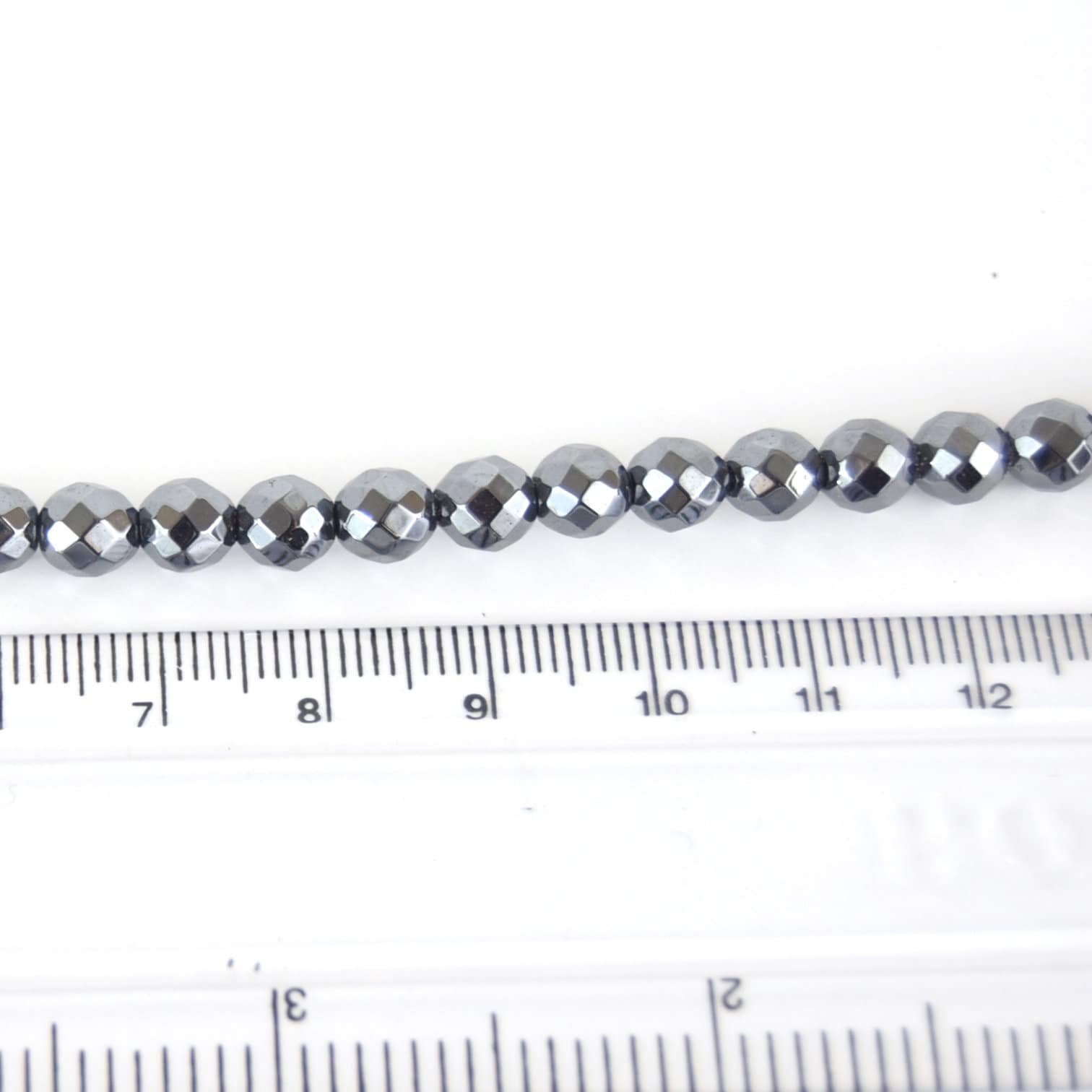 6mm Faceted Natural Hematite Round/Ball Shape Beads - Semi-Precious Gemstone