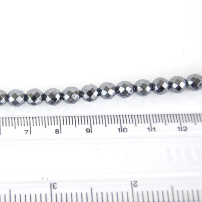 6mm Faceted Natural Hematite Round/Ball Shape Beads - Semi-Precious Gemstone
