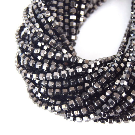 4mm Natural Hematite 3-D Hexagonal Shaped Beads - Semi-Precious Gemstone