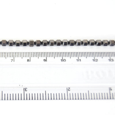4mm Natural Hematite 3-D Hexagonal Shaped Beads - Semi-Precious Gemstone