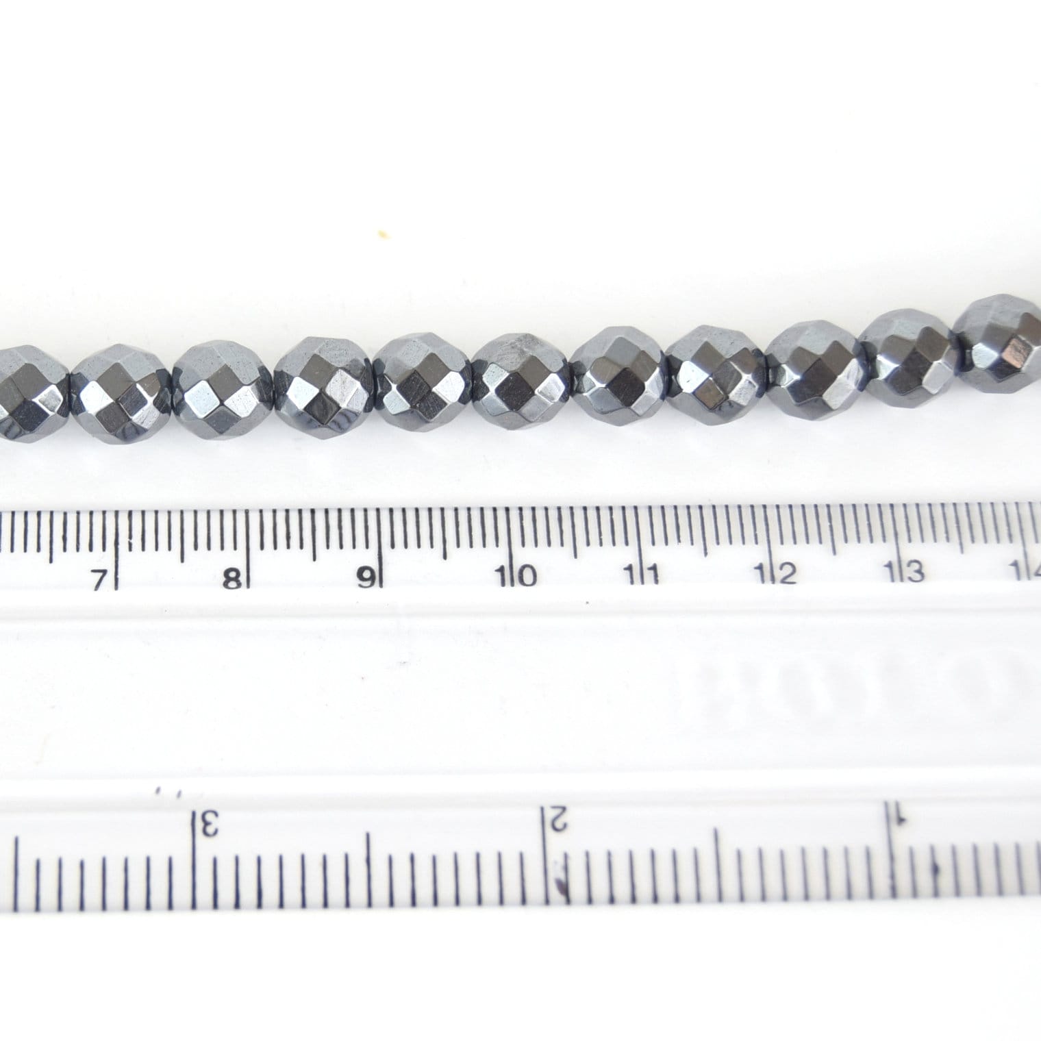 8mm Faceted Natural Hematite Round/Ball Shape Beads  - Semi-Precious Gemstone