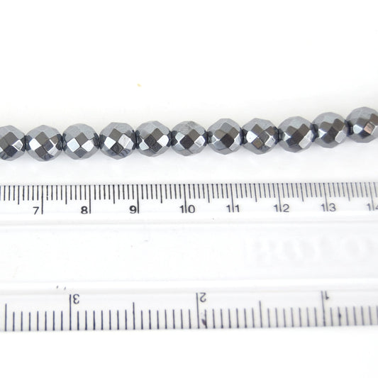 8mm Faceted Natural Hematite Round/Ball Shape Beads  - Semi-Precious Gemstone
