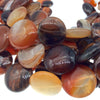 22mm Red Brown Banded Agate Round/Coin Beads - 15.5" Strand (Approx. 18 Beads per Strand) - Natural Semi-Precious Gemstone