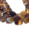 18mm x 25mm Brown White Banded Agate Rectangle Beads - 15.5" Strand (Approx. 16 Beads per Strand) - Natural Semi-Precious Gemstone