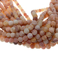 6mm Natural Matte Light Pinkish Orange Crackle/Veined Agate Round/Ball Shape Beads W 1mm Holes 14.5" Strand (App. 65 Beads) Quality Gemstone