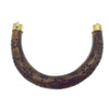 Hand Carved Brown Double Ended U-Shaped Crescent with Flower Design - Natural Ox Bone Focal Pendant - 130mm x 85mm