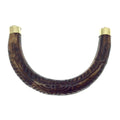 Hand Carved Brown Double Ended U-Shaped Crescent with Flower and Vine Design - Natural Ox Bone Focal Pendant - 130mm x 85mm