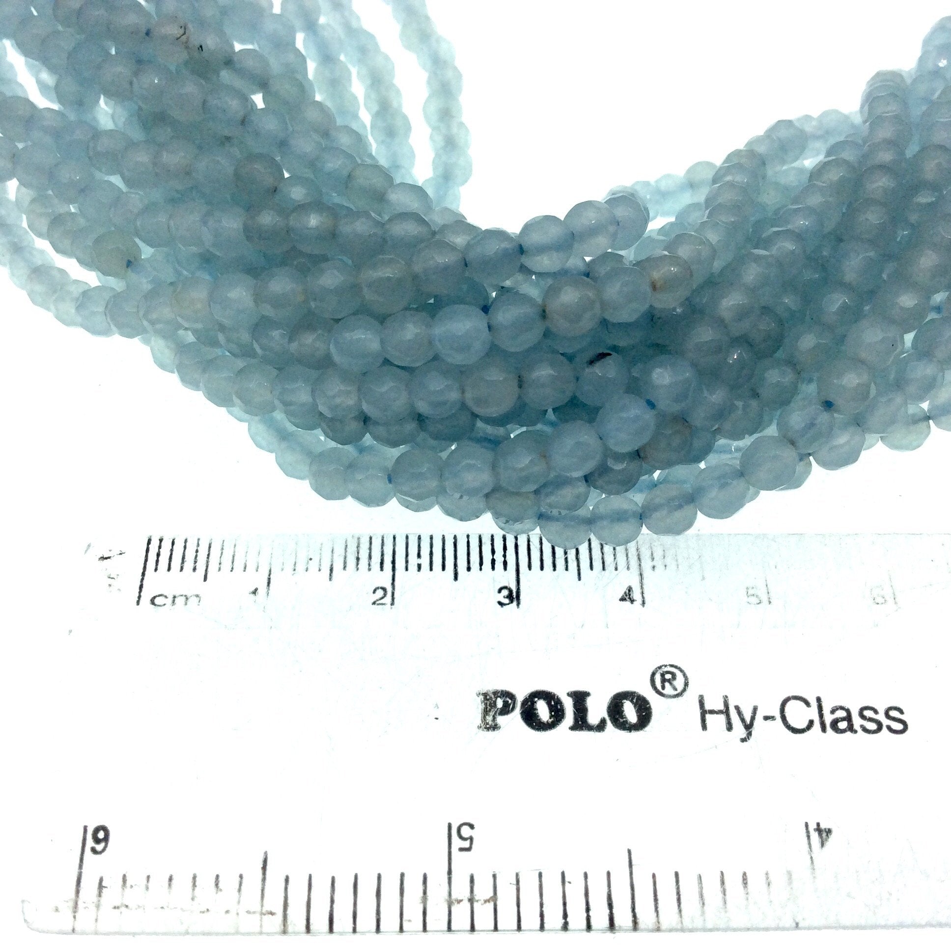 4mm Faceted Dyed Pale Aqua Blue Natural Jade Round/Ball Shaped Beads - Sold by 15.25" Strands (Approx. 92 Beads) - Semi-Precious Gemstone