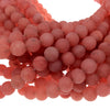 8mm Matte Finish Dyed Shrimp Pink Jade Round Shaped Beads with 0.8mm Holes - Sold by 14.5" Strands (Approx. 47 Beads) - Quality Gemstone